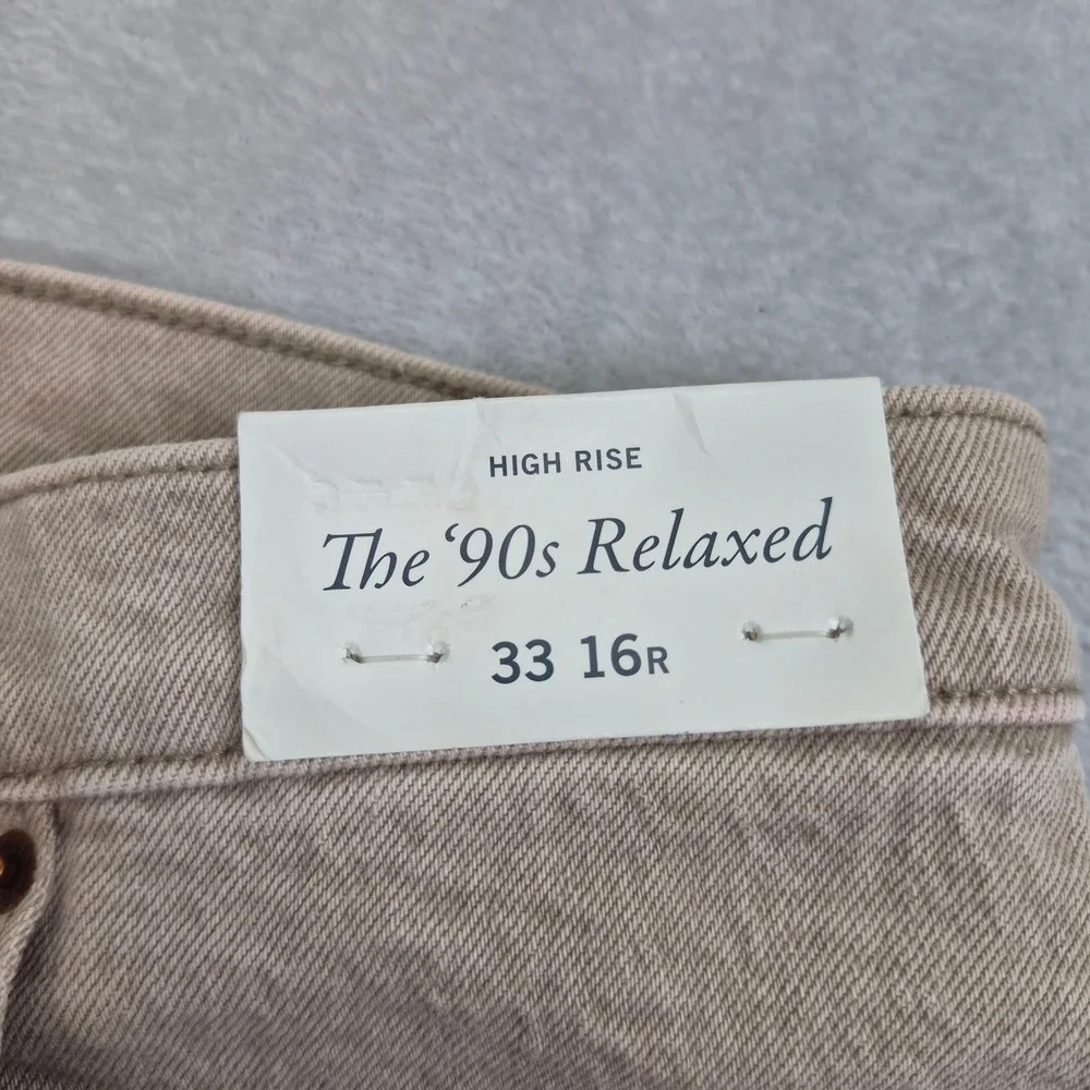 NWT 33 16R Abercrombie The 90s Relaxed High Rise Jeans Tan Khaki Denim Plus